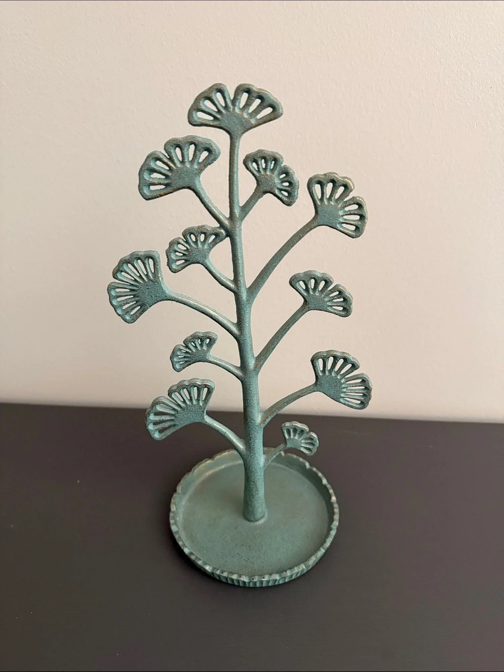 Pier 1 Gingko Leaf Metal Jewelry Tree - Teal Green